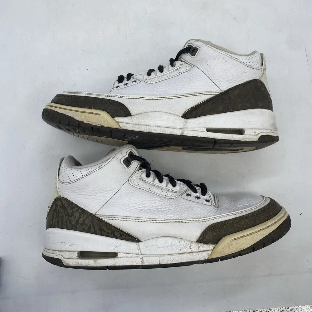 Air Jordan 3 Retro Mocha Shoes Mens 8.5 White Lace Up Y2K Sneaker Casual Nike